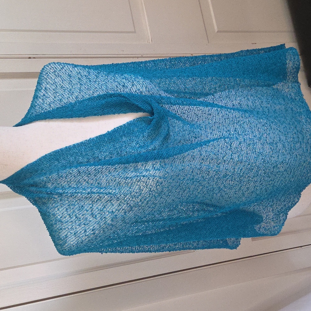 Bali Prema Sheer Poncho Multiway Beach Cover Up Handmade Indonesia Peacock Teal
